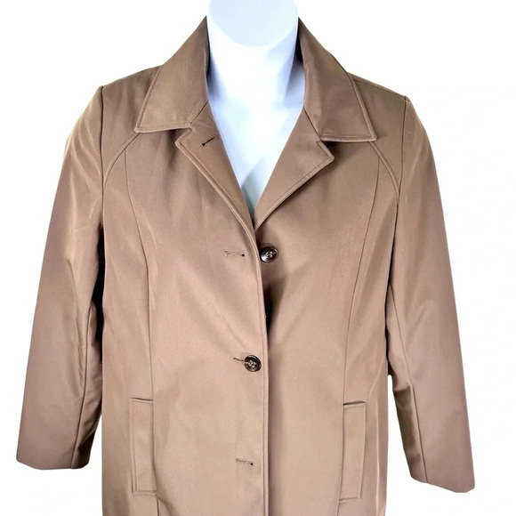 Calvin Klein woman’s tailored over coat Taupe scuba fabric Size Medium - Picture 2 of 7